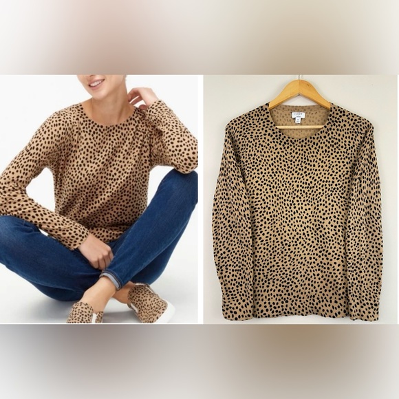 J. Crew Sweaters - J.Crew Women’s Leopard Dot Teddie Crewneck Sweater, Size M